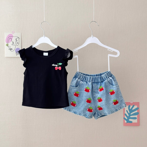 Toddler  2-Piece Cutie Cherry Denim Set