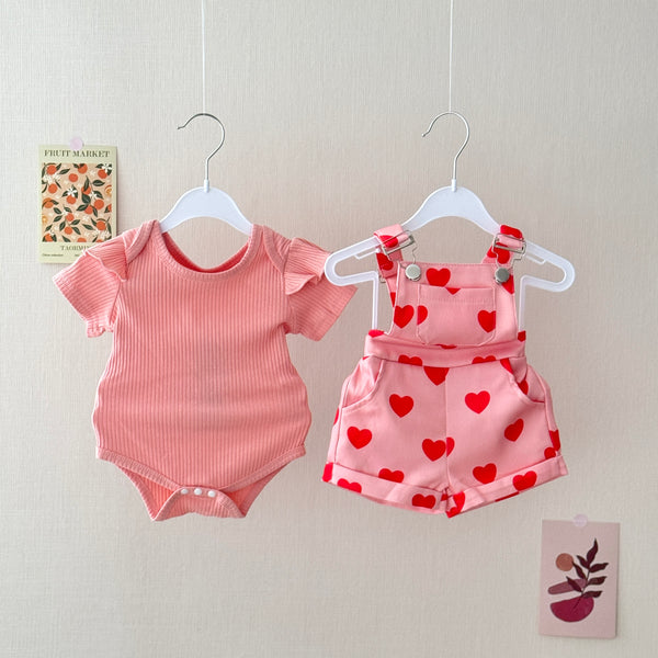 Baby 2-Piece Cutie Heart Overall Set