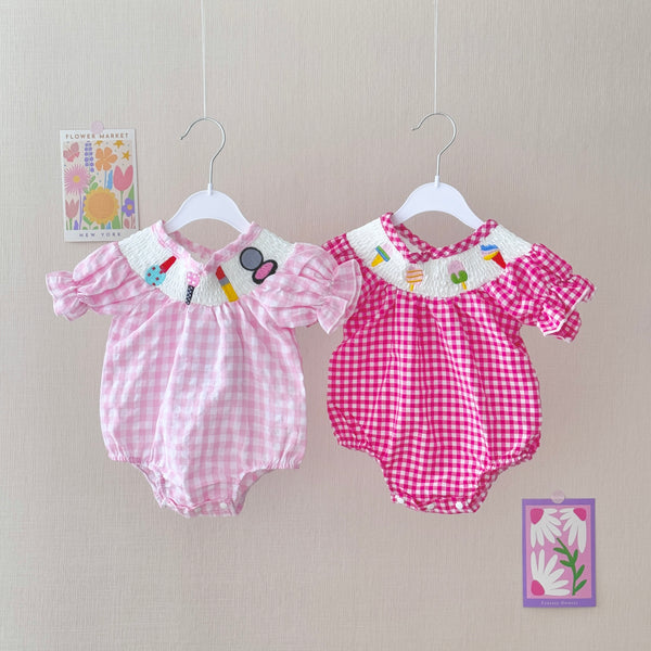 Baby Sweet Gingham Smocked Romper