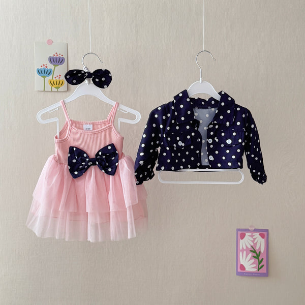 Baby 2-Piece Polka Dot Pink Tulle Princess Dress Set
