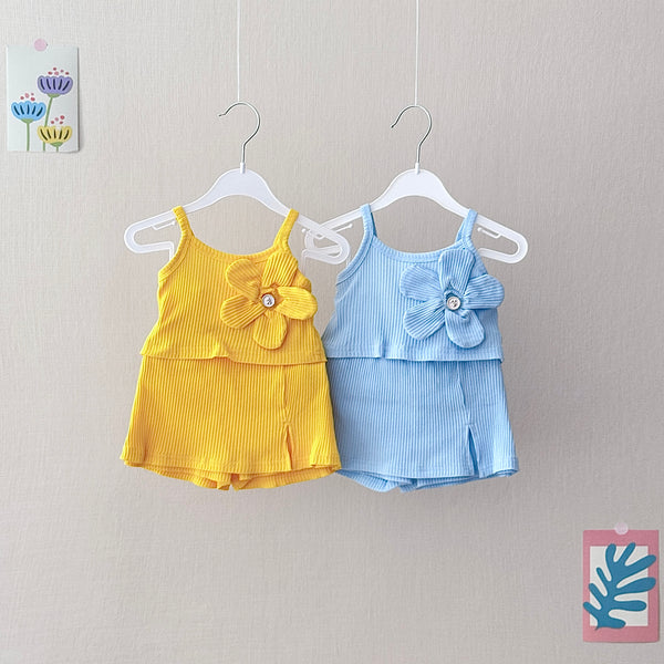 Baby 2-Piece Summer Ribbed Flower Set