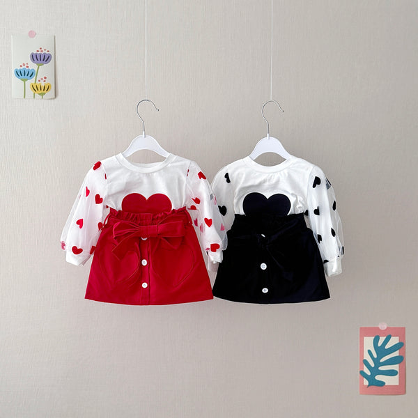 Toddler 2-Piece Lovable Lace Heart Long Sleeve Set